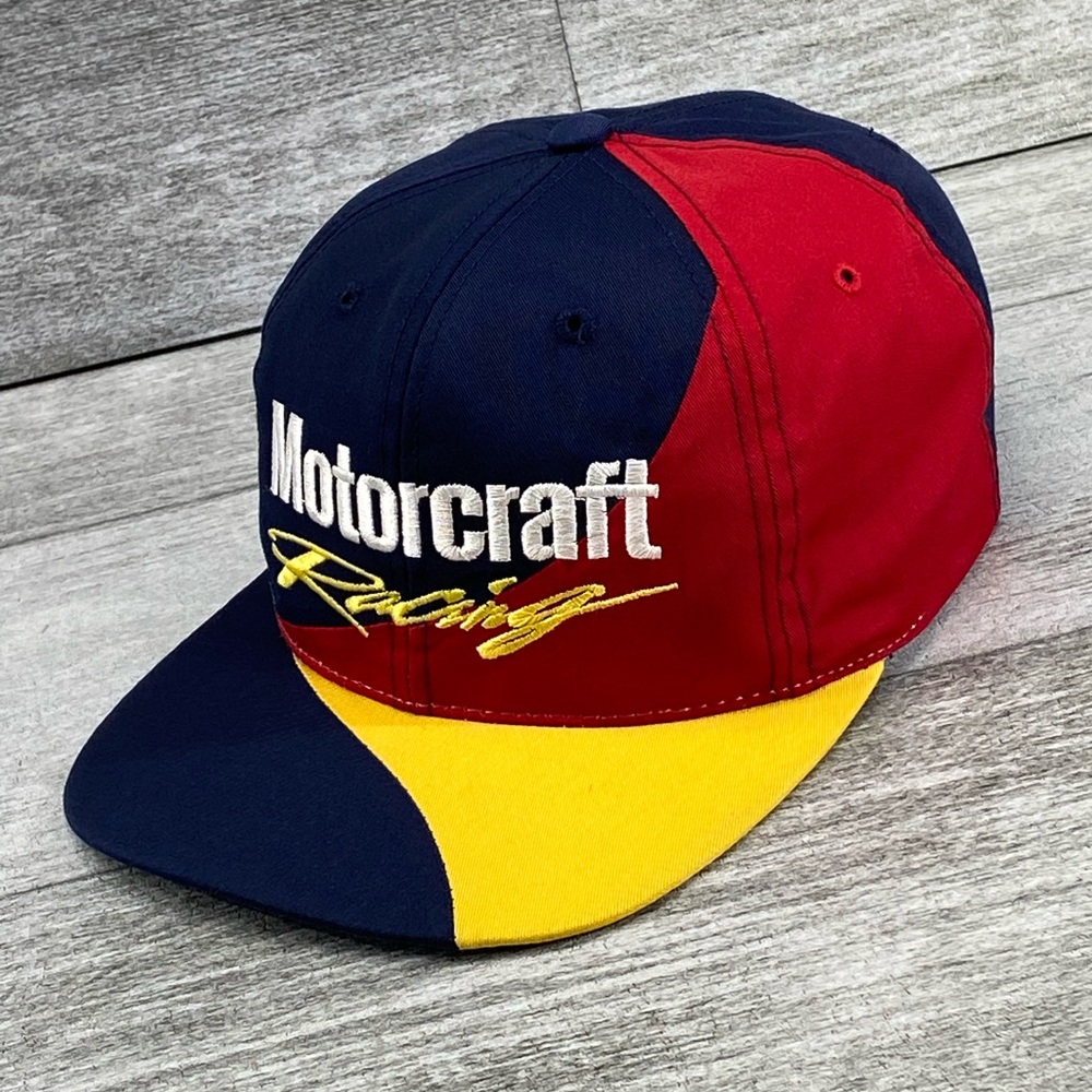 VTG Motorcraft Racing Imperial Snap Back Hat Colorblock Johnson Industries Blue